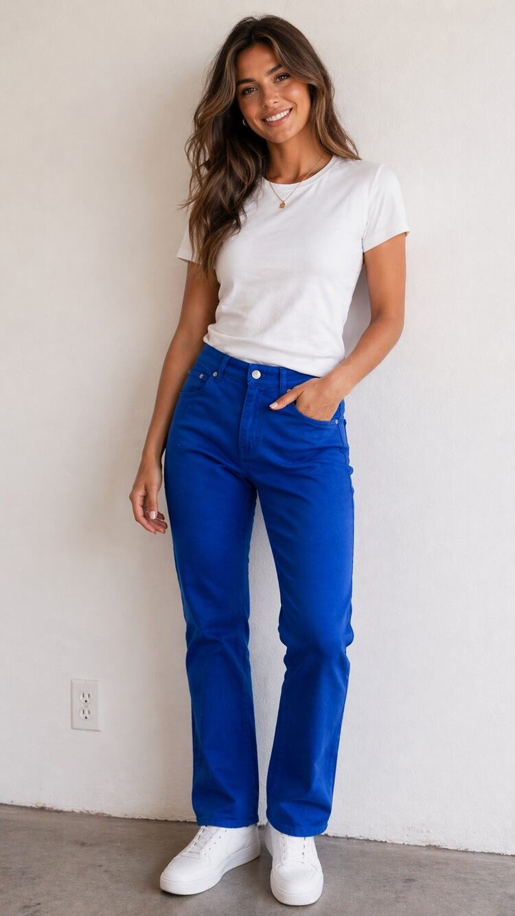 DEPARTMENT FIVE Royal Blue Straight Leg Denim 98% Cotton Jeans size 27 NWT